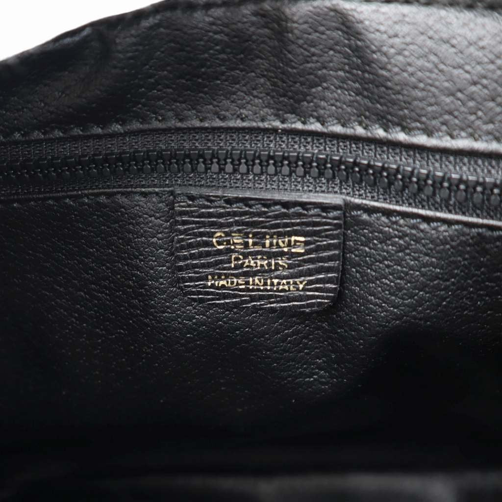 CELINE Clutch Bag Second Bag Macadam Leather Black Authentic