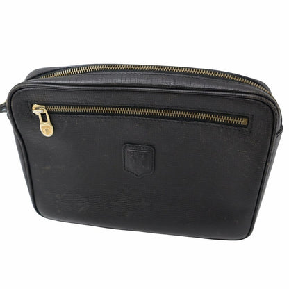 CELINE Clutch Bag Second Bag Macadam Leather Black Authentic