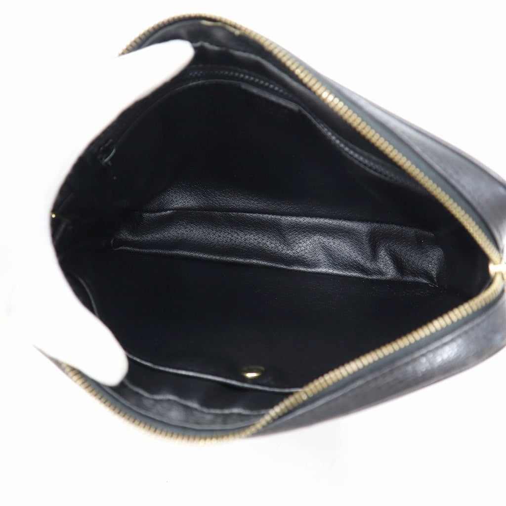 CELINE Clutch Bag Second Bag Macadam Leather Black Authentic