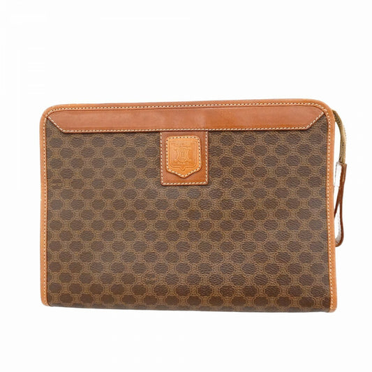 CELINE Clutch Bag Second Bag Macadam PVC Brown Authentic