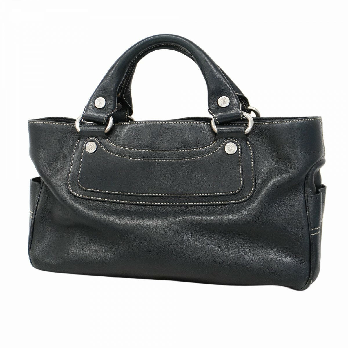 CELINE Hand Bag Tote Purse Boogie Leather Black Authentic