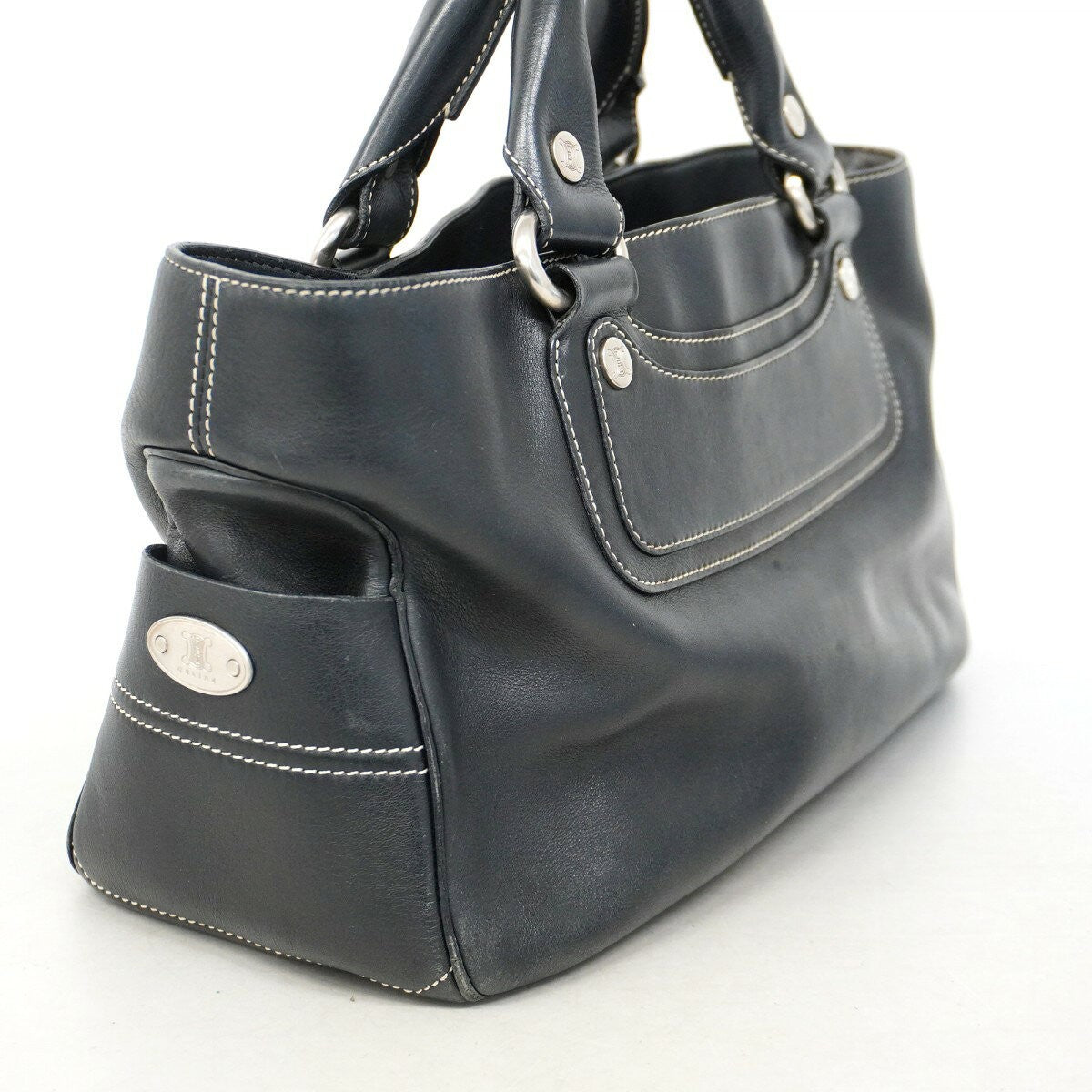 CELINE Hand Bag Tote Purse Boogie Leather Black Authentic