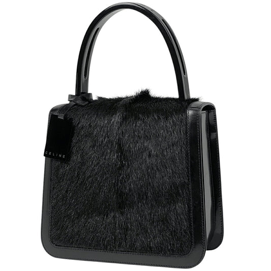 CELINE Hand Bag Tote Purse Patent Leather Black Authentic