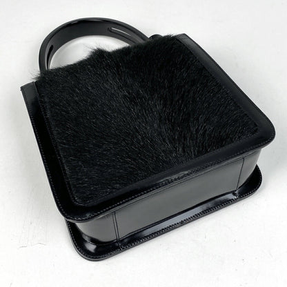 CELINE Hand Bag Tote Purse Patent Leather Black Authentic