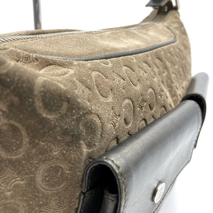 CELINE Hand Shoulder Bag Tote Purse C Macadam Suede Leather Brown Authentic