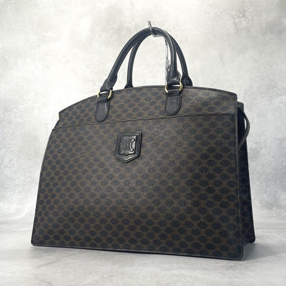 CELINE Hand Bag Tote Purse Macadam PVC Leather Black Authentic