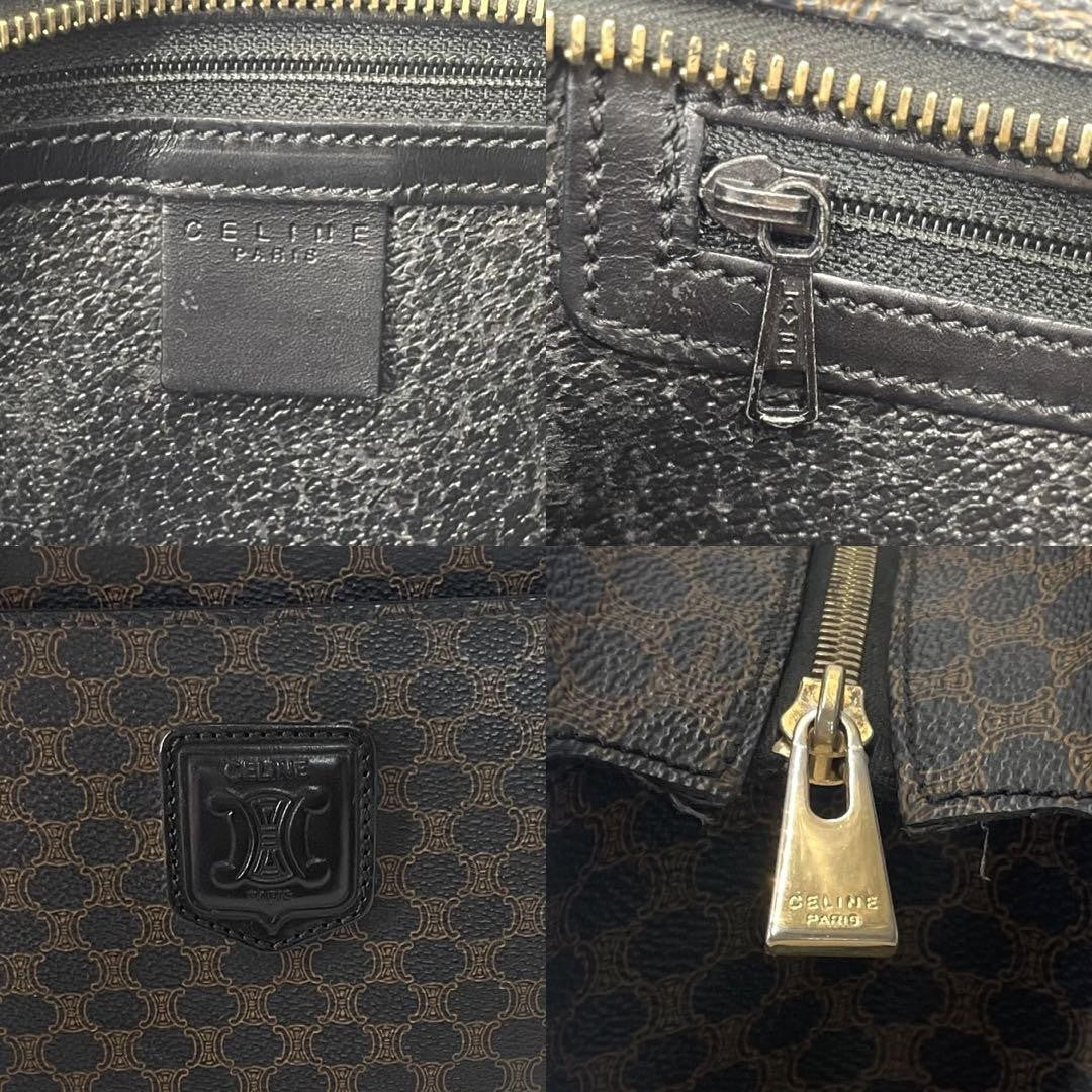 CELINE Hand Bag Tote Purse Macadam PVC Leather Black Authentic
