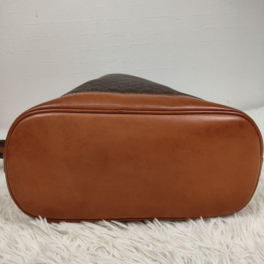 CELINE Shoulder Bag Purse Macadam PVC Leather Brown Authentic