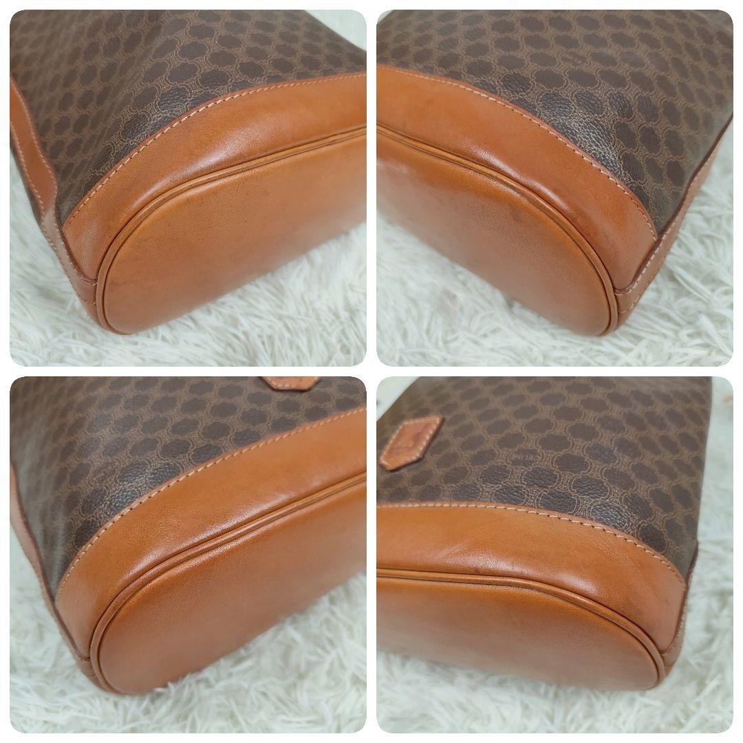 CELINE Shoulder Bag Purse Macadam PVC Leather Brown Authentic