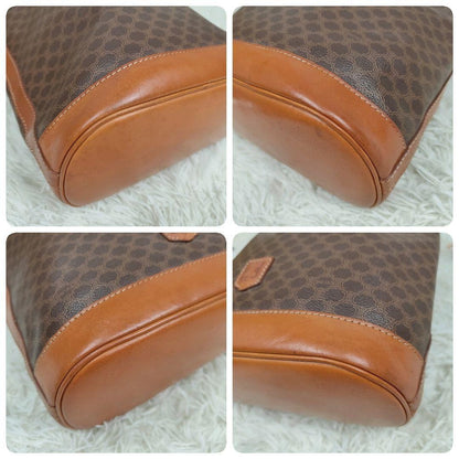 CELINE Shoulder Bag Purse Macadam PVC Leather Brown Authentic