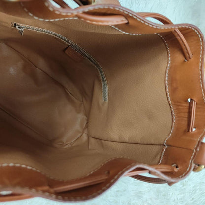 CELINE Shoulder Bag Purse Macadam PVC Leather Brown Authentic