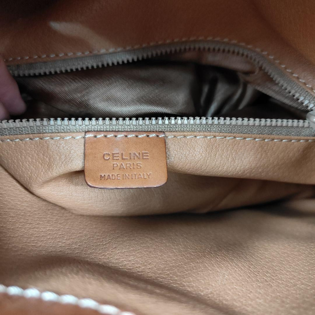 CELINE Shoulder Bag Purse Macadam PVC Leather Brown Authentic