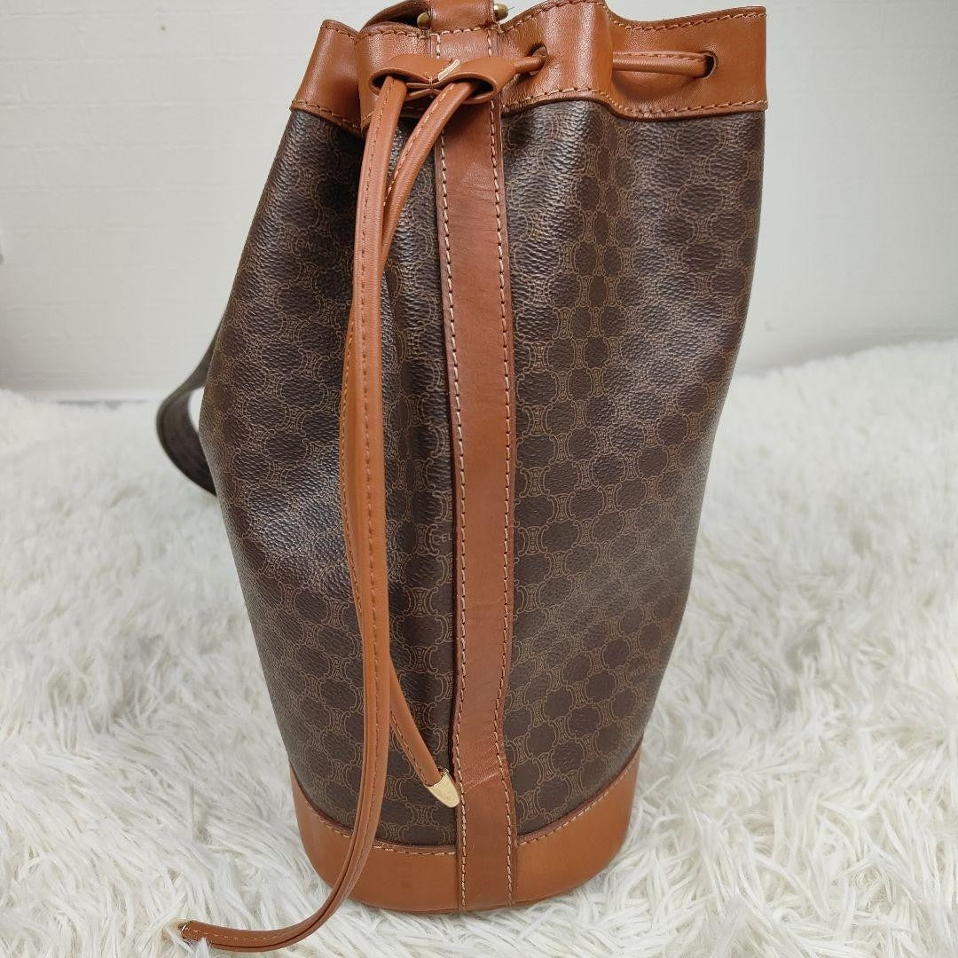 CELINE Shoulder Bag Purse Macadam PVC Leather Brown Authentic