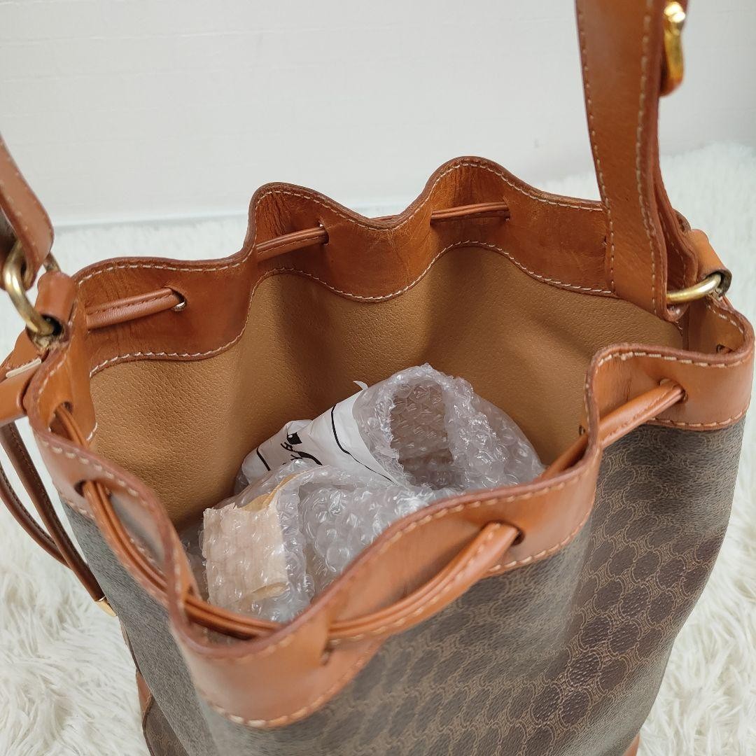 CELINE Shoulder Bag Purse Macadam PVC Leather Brown Authentic