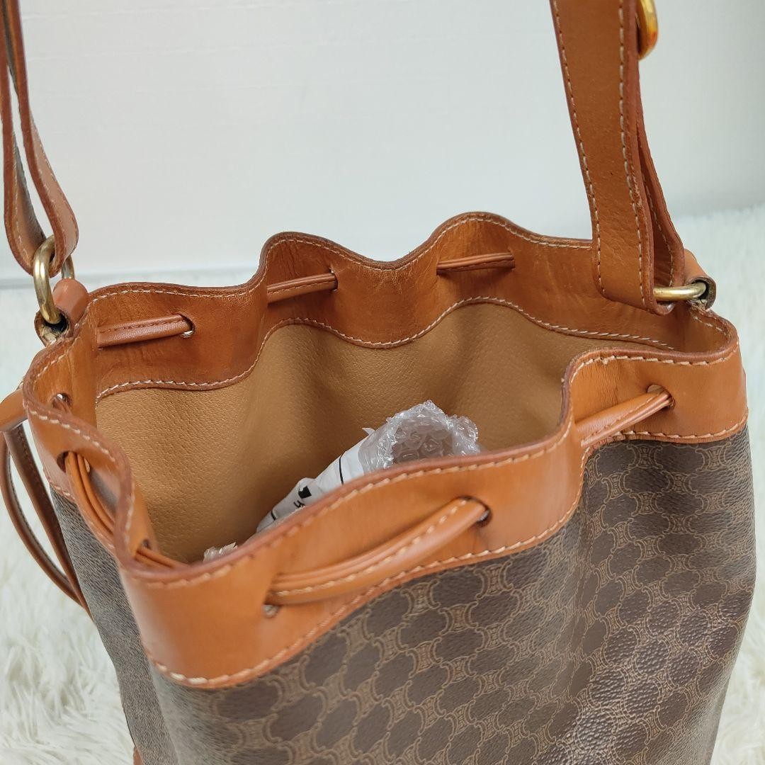 CELINE Shoulder Bag Purse Macadam PVC Leather Brown Authentic