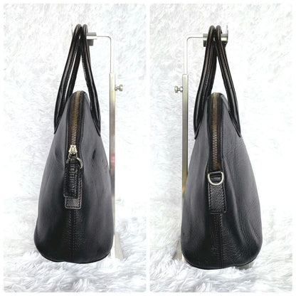 CELINE Hand Bag Tote Purse Leather Black Authentic