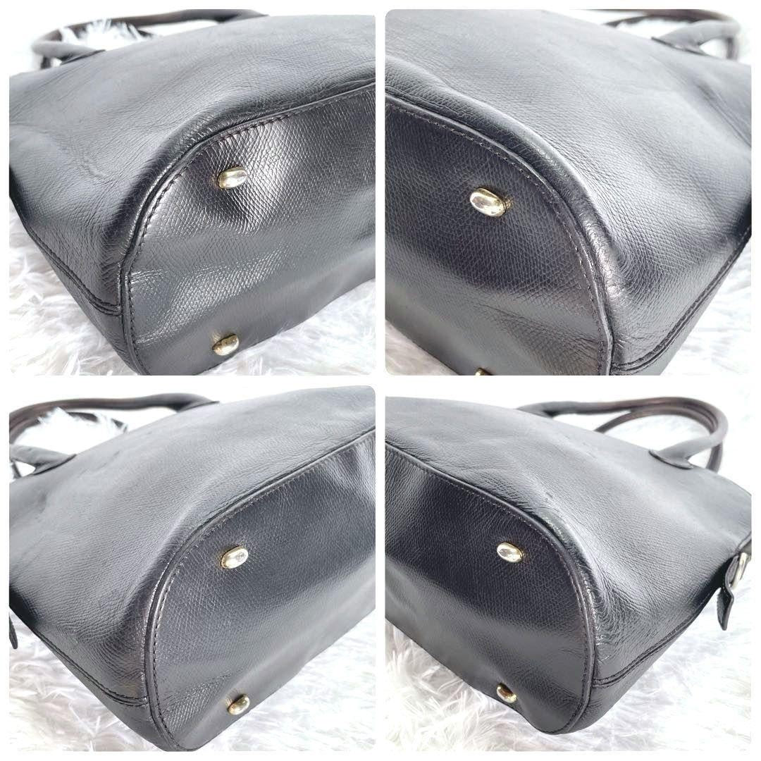 CELINE Hand Bag Tote Purse Leather Black Authentic