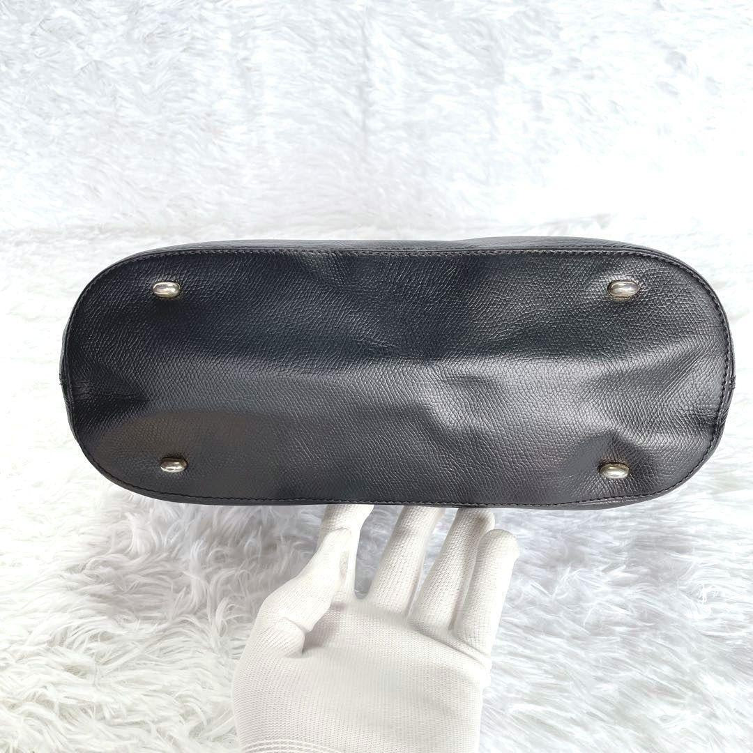 CELINE Hand Bag Tote Purse Leather Black Authentic