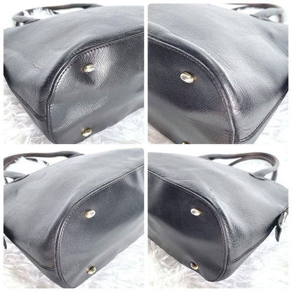 CELINE Hand Bag Tote Purse Leather Black Authentic