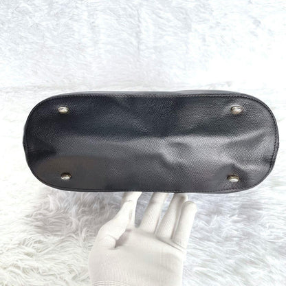 CELINE Hand Bag Tote Purse Leather Black Authentic