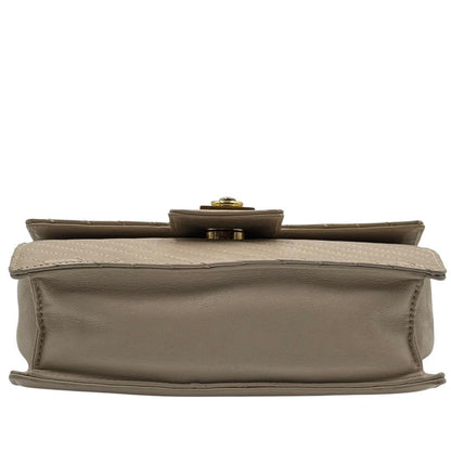 CELINE Hand Shoulder Bag Tote Purse 2way Chain Leather Beige Authentic