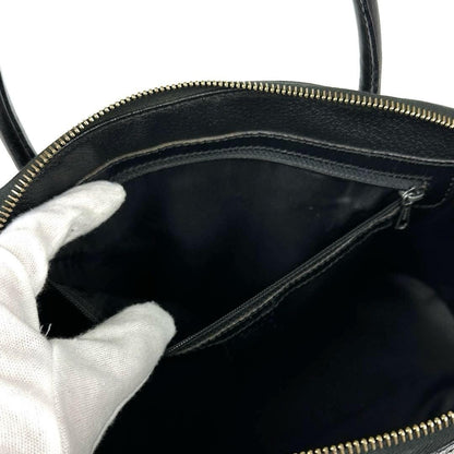 CELINE Hand Bag Tote Purse Macadam PVC Leather Black Dark Brown Authentic