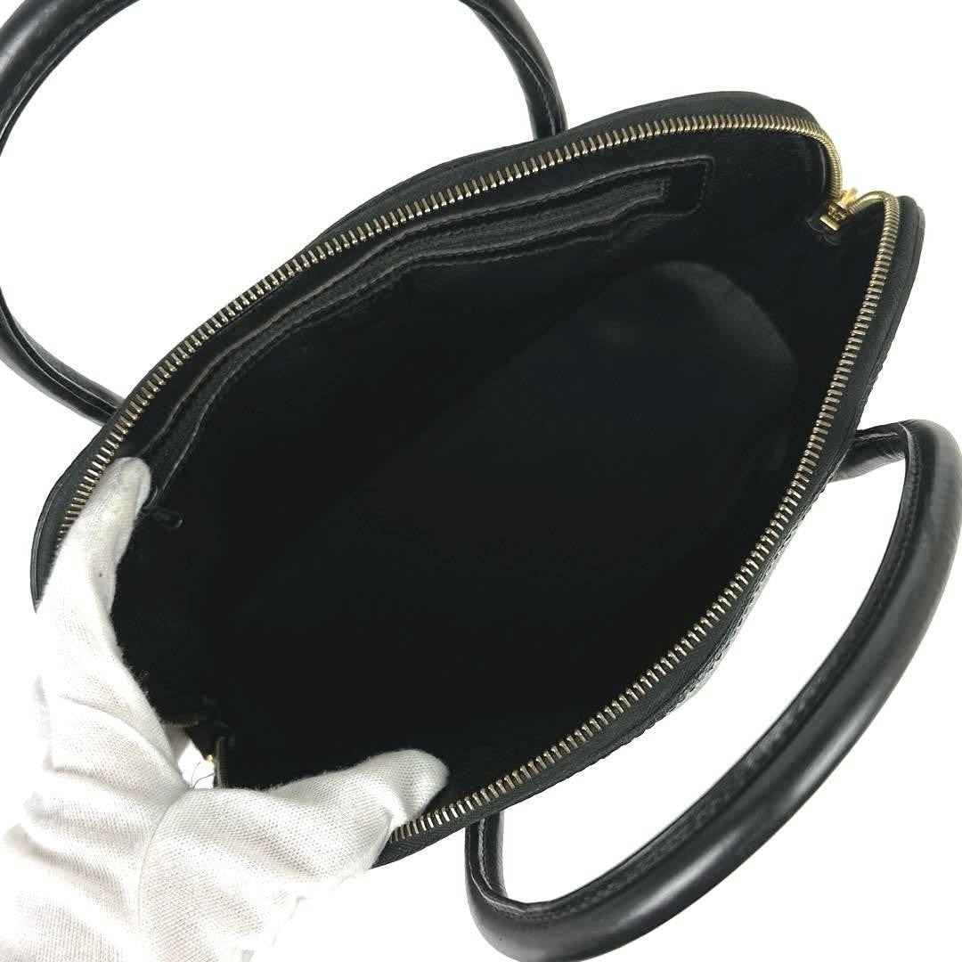 CELINE Hand Bag Tote Purse Macadam PVC Leather Black Dark Brown Authentic