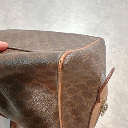CELINE Hand Bag Tote Purse Mini Boston Macadam PVC Brown Authentic