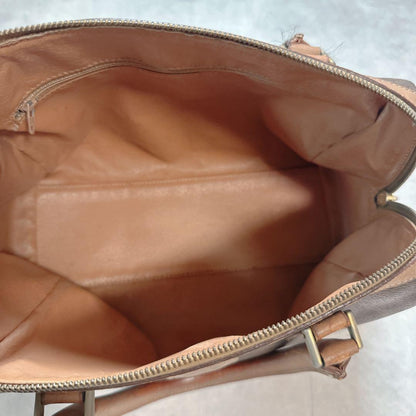 CELINE Hand Bag Tote Purse Mini Boston Macadam PVC Brown Authentic