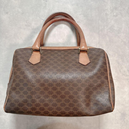 CELINE Hand Bag Tote Purse Mini Boston Macadam PVC Brown Authentic