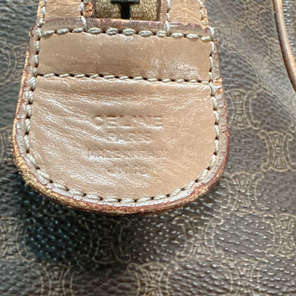 CELINE Hand Bag Tote Purse Mini Boston Macadam PVC Brown Authentic
