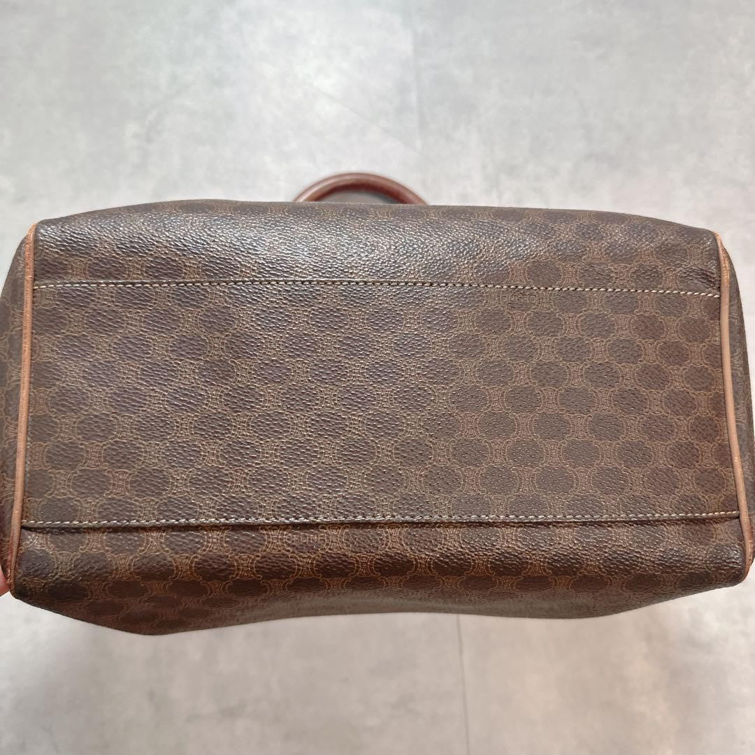 CELINE Hand Bag Tote Purse Mini Boston Macadam PVC Brown Authentic