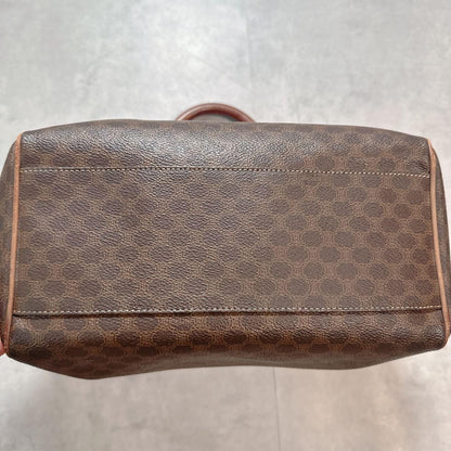 CELINE Hand Bag Tote Purse Mini Boston Macadam PVC Brown Authentic