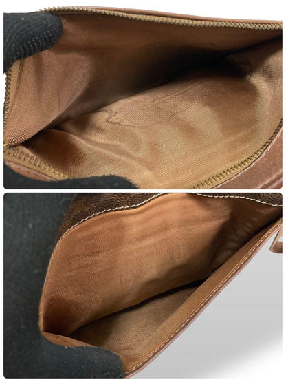 CELINE Clutch Bag Second Bag Macadam PVC Leather Brown Authentic