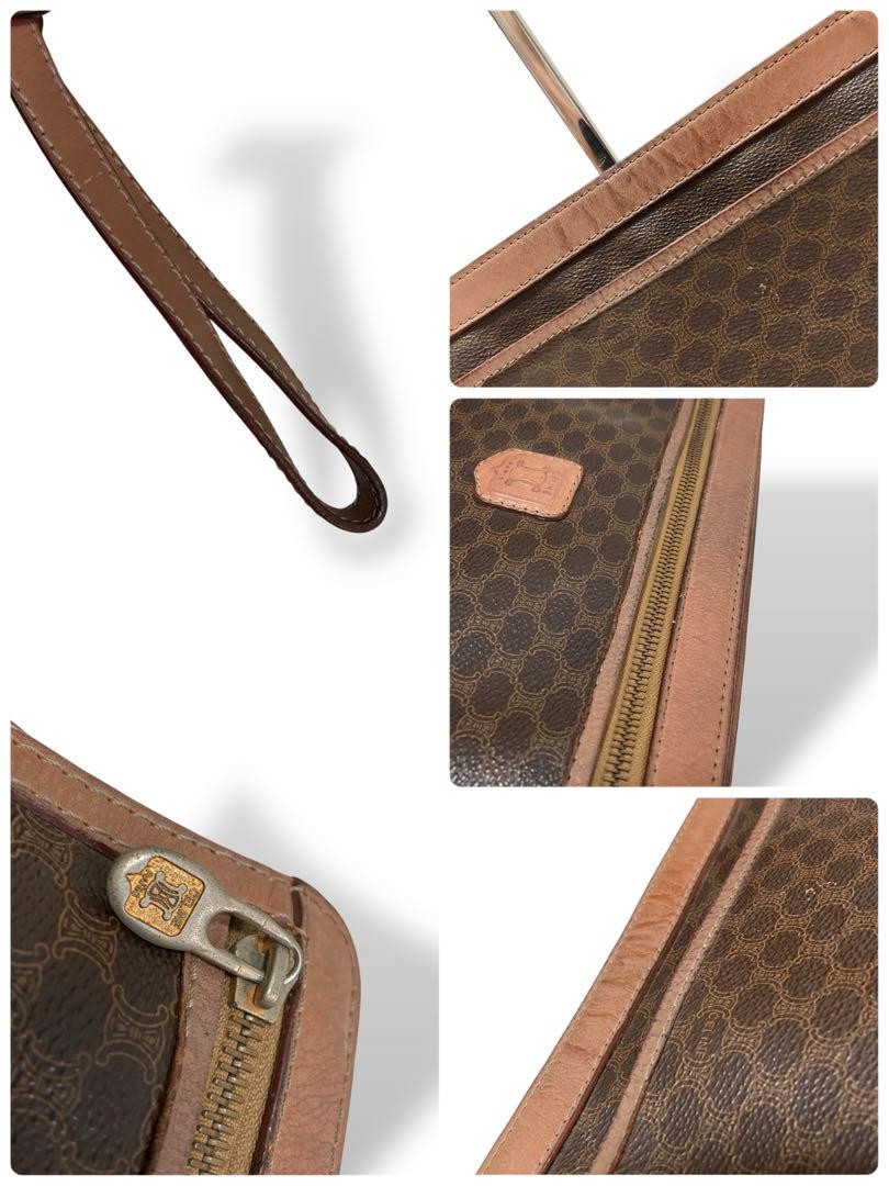 CELINE Clutch Bag Second Bag Macadam PVC Leather Brown Authentic