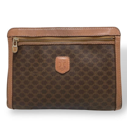 CELINE Clutch Bag Second Bag Macadam PVC Leather Brown Authentic