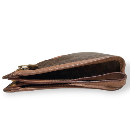 CELINE Clutch Bag Second Bag Macadam PVC Leather Brown Authentic
