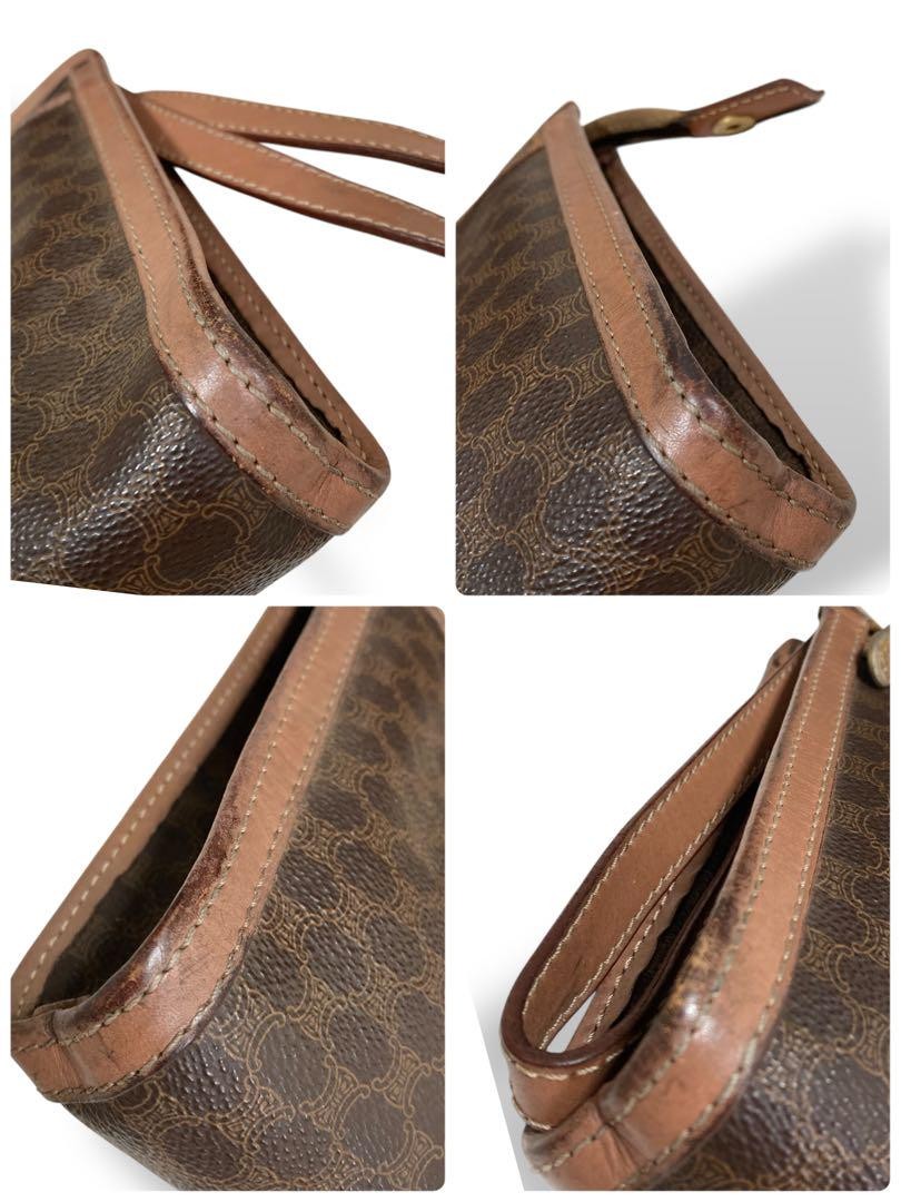 CELINE Clutch Bag Second Bag Macadam PVC Leather Brown Authentic