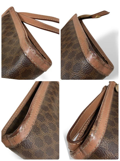 CELINE Clutch Bag Second Bag Macadam PVC Leather Brown Authentic