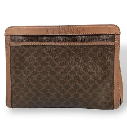 CELINE Clutch Bag Second Bag Macadam PVC Leather Brown Authentic