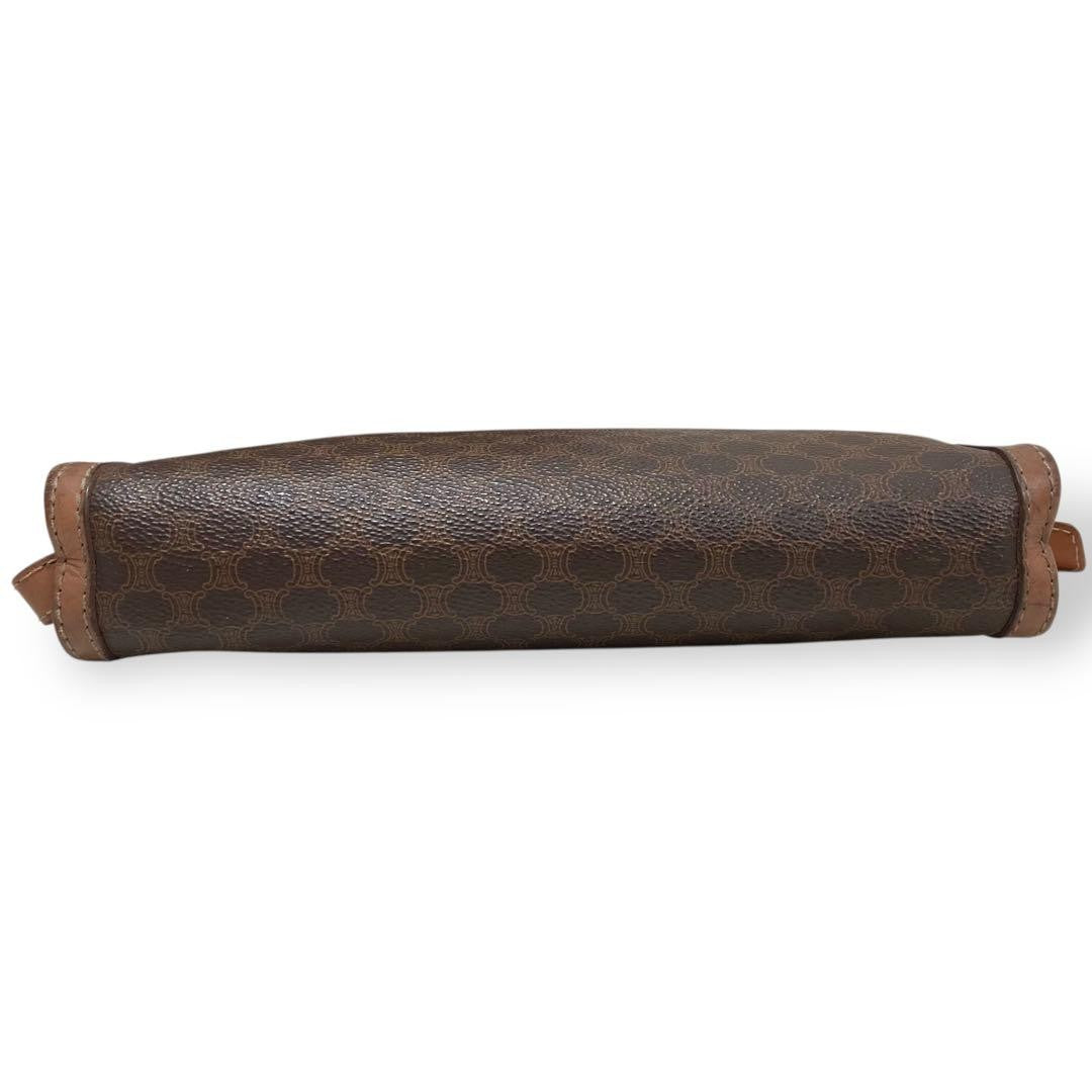CELINE Clutch Bag Second Bag Macadam PVC Leather Brown Authentic