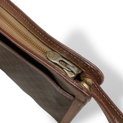 CELINE Clutch Bag Second Bag Macadam PVC Leather Brown Authentic