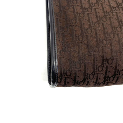 Christian Dior Shoulder Bag Purse Trotter Canvas Leather Brown Authentic