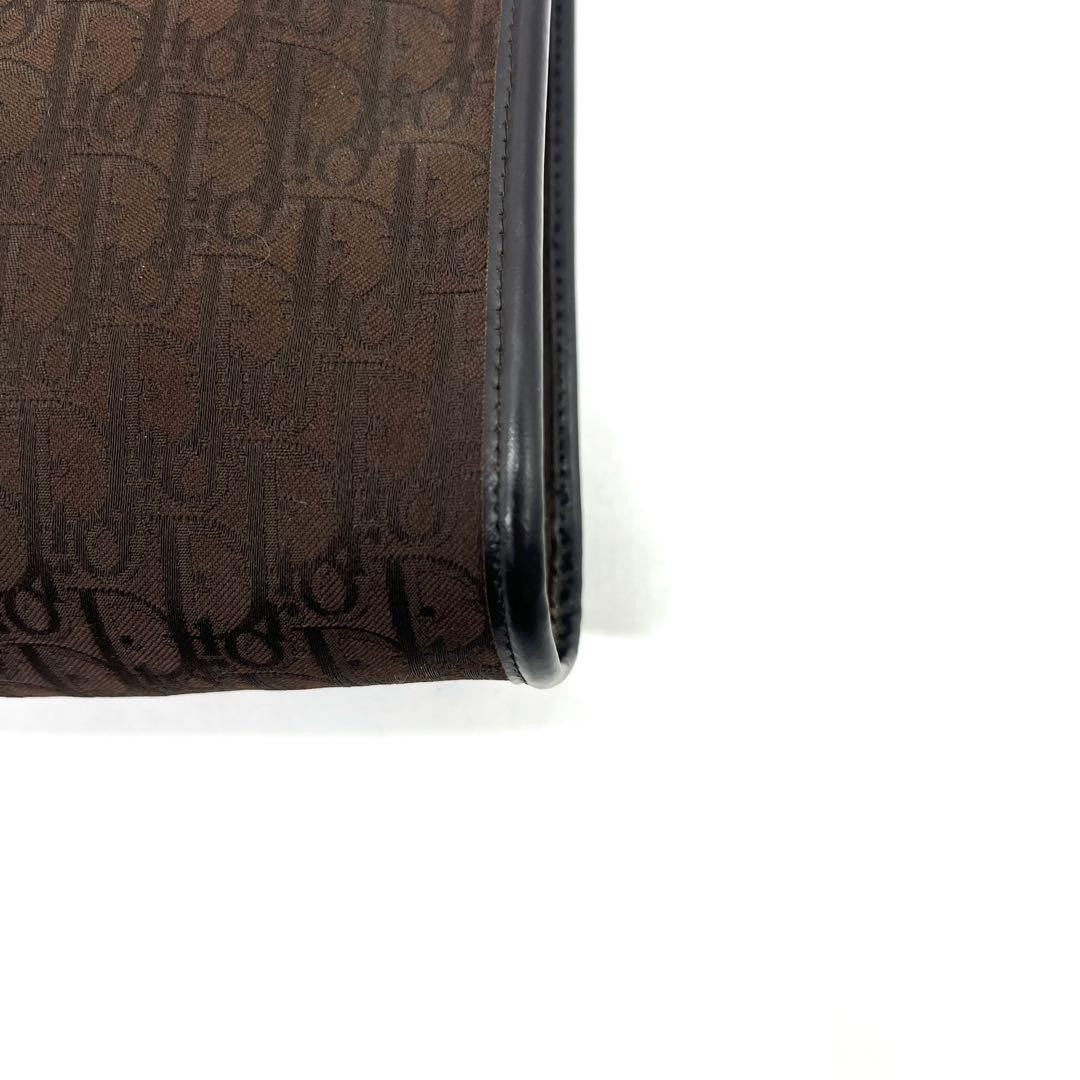 Christian Dior Shoulder Bag Purse Trotter Canvas Leather Brown Authentic
