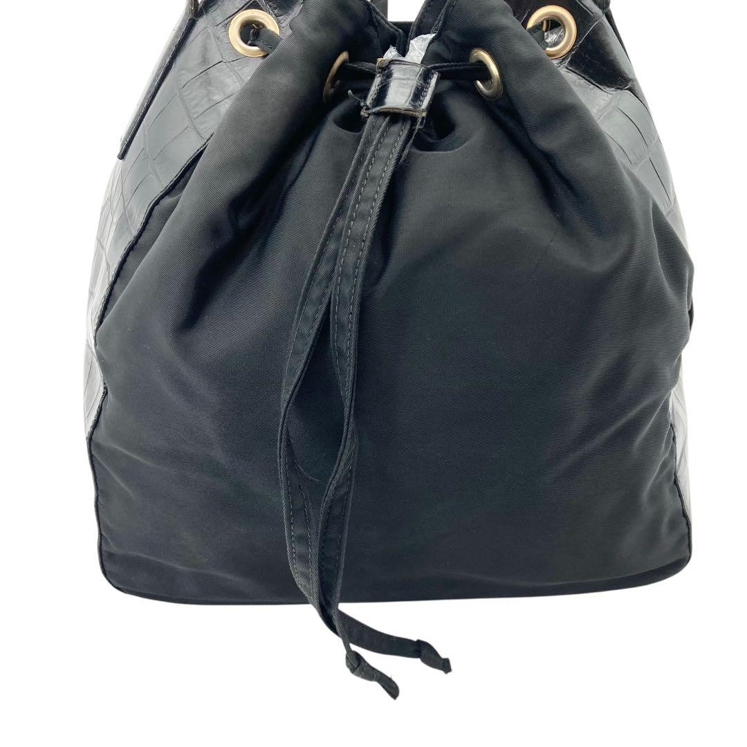 PRADA Shoulder Bag Purse Logo Nylon Black Authentic