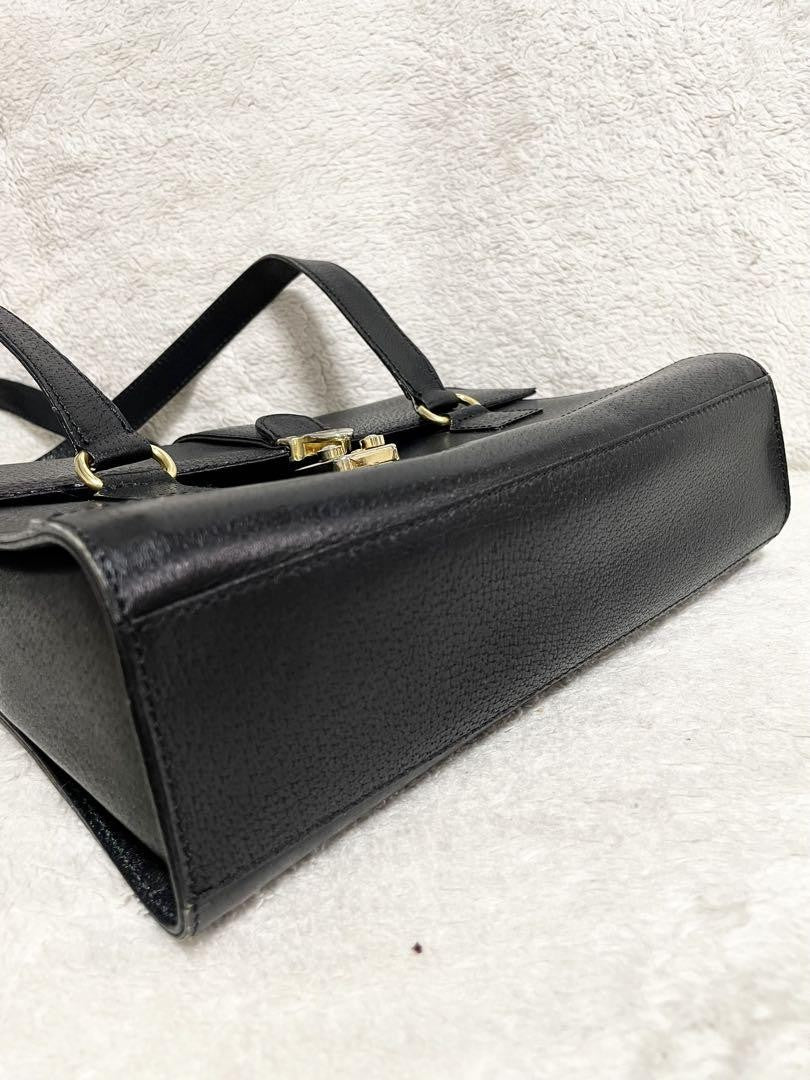 Valentino Garavani Hand Bag Tote Purse Logo Leather Black Authentic