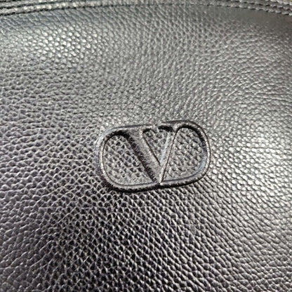 Valentino Garavani Hand Bag Tote Purse Logo Leather Black Authentic
