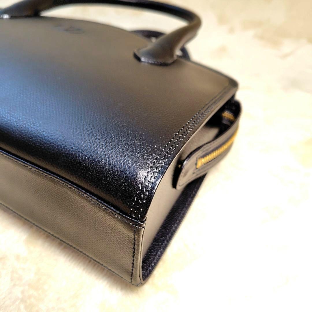 Valentino Garavani Hand Bag Tote Purse Logo Leather Black Authentic