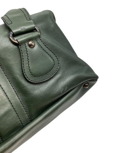 TOD'S Hand Bag Tote Purse Turn Lock Green Authentic