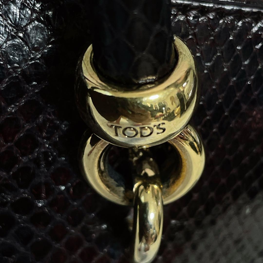 TOD'S Hand Bag Tote Purse Leather Brown Authentic